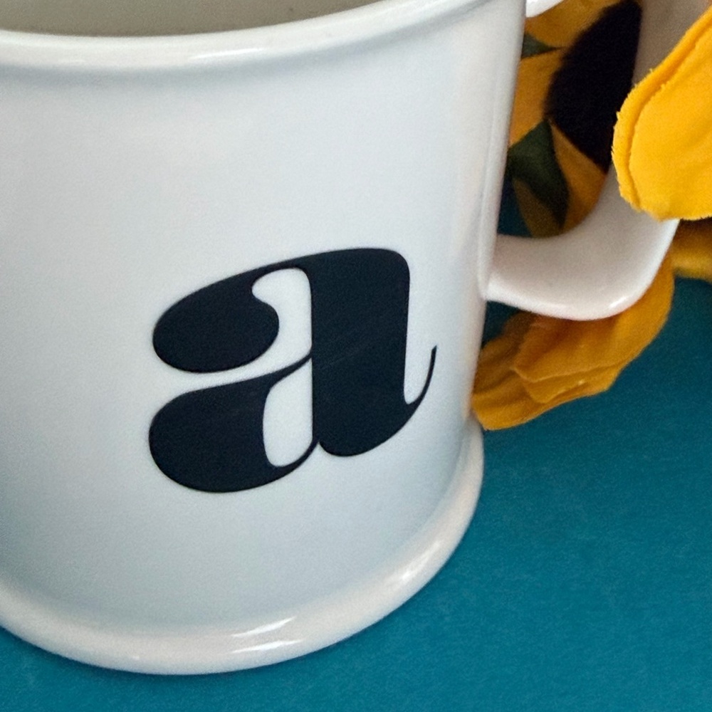 Cost Plus World Market Black and White Monogram 20 oz Mug - Picture 2 of 9